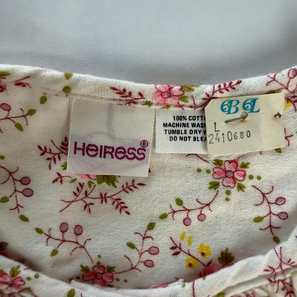 Heiress Vintage Floral Cotton Nightgown Pink Yellow Ruffle Long Sleeve Large - Picture 3 of 6